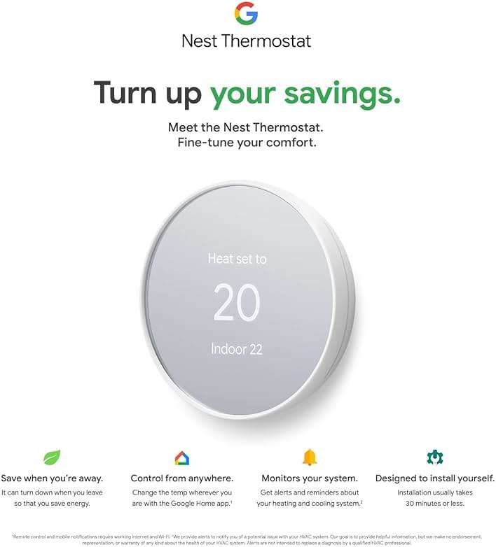 Google Nest Thermostat - Smart Thermostat for Home - Programmable Wifi Thermostat - Charcoal (Renewed) - Image 4
