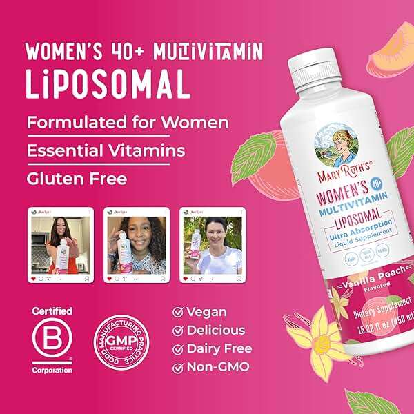 MARYRUTH'S Multivitamin Liposomal for Women 40+ | Womens Multivitamin Liposomal | Immune Support Supplement | Menopause Support| Methylated Multivitamin | Vegan | Sugar Free | Non-GMO | 15.22 Fl Oz - Image 8