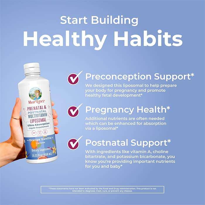 MaryRuth’s Prenatal & Postnatal Multivitamin Liposomal | Preconception & Pregnancy | Prenatal Vitamins for Women with Folate Choline Omega 3 DHA | Vegan | Sugar Free | Gluten Free | 30 Servings - Image 5