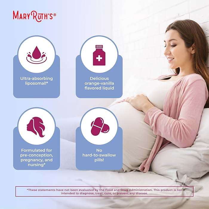 MaryRuth’s Prenatal & Postnatal Multivitamin Liposomal | Preconception & Pregnancy | Prenatal Vitamins for Women with Folate Choline Omega 3 DHA | Vegan | Sugar Free | Gluten Free | 30 Servings - Image 6