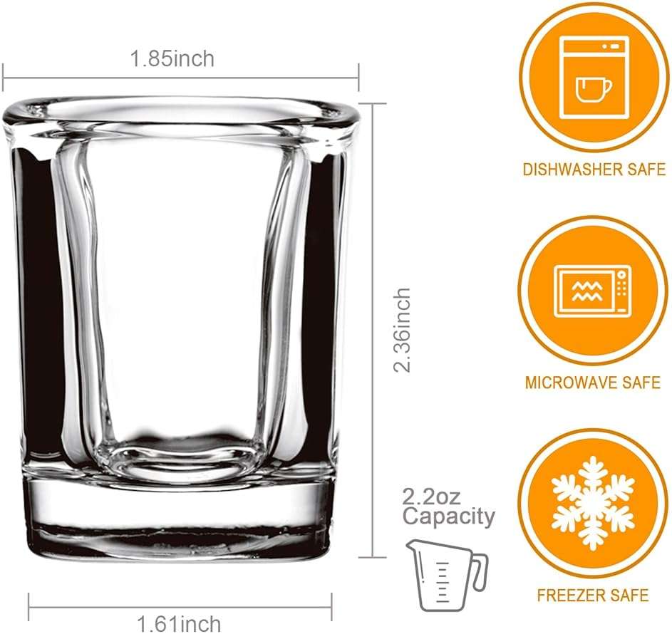 Encheng Shot Glasses Set with Heavy Base,2.2 oz Mini Square Whiskey Shot Glasses bulk, 40 pack Clear Espresso Shot Glass for Whiskey and Liqueurs,Ideal for Christmas,Halloween and Thanksgiving - Image 3