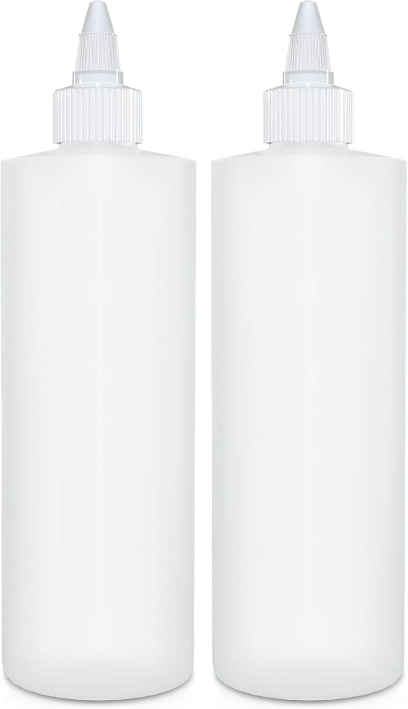 BRIGHTFROM Condiment Squeeze Bottles, 16 OZ Empty Squirt Bottle with Twist Top Cap, Leak Proof - Great for Ketchup, Mustard, Syrup, Sauces, Dressing, Oil, Arts and Crafts, BPA FREE Plastic - 2 PACK - Product Image