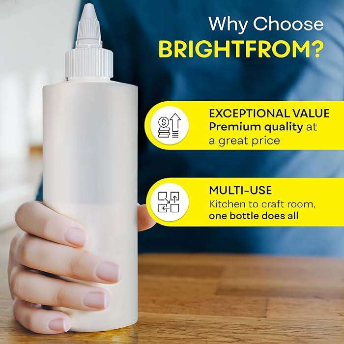 BRIGHTFROM Condiment Squeeze Bottles, 16 OZ Empty Squirt Bottle with Twist Top Cap, Leak Proof - Great for Ketchup, Mustard, Syrup, Sauces, Dressing, Oil, Arts and Crafts, BPA FREE Plastic - 2 PACK - Image 6