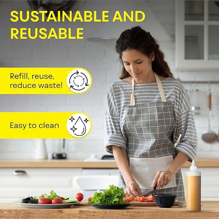 BRIGHTFROM Condiment Squeeze Bottles, 16 OZ Empty Squirt Bottle with Twist Top Cap, Leak Proof - Great for Ketchup, Mustard, Syrup, Sauces, Dressing, Oil, Arts and Crafts, BPA FREE Plastic - 2 PACK - Image 7