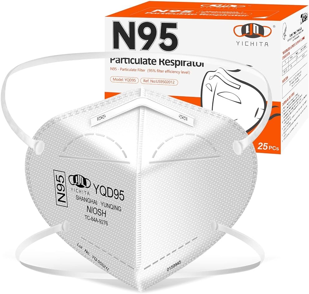 YQ YICHITA N95 Mask NIOSH Approved 25-Pack, Particulate Respirator N95 Face Masks Universal Fit - Individually Wrapped - Product Image