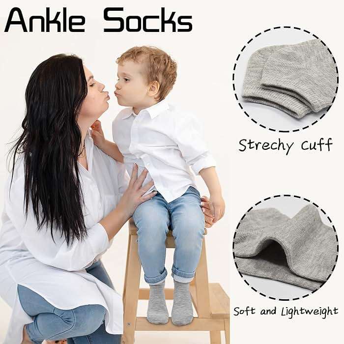 SPTRAMLE Kids Socks - 25 Pairs Toddler Ankle Socks Set, Low Cut for Boys & Girls (0-14 Years Old) - Image 3