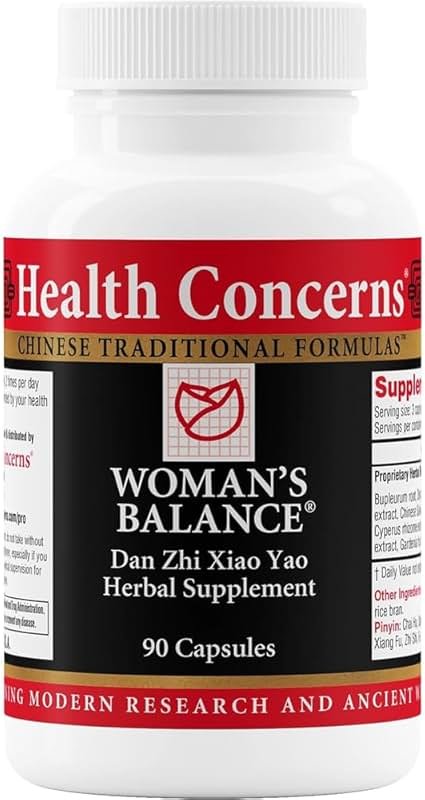 Health Concerns Woman's Balance – Herbal PMS Support Supplement for Women – Menstrual Cycle & Menopause Relief – Chinese Herbal Formula – Mood Support & Hormonal Balance – 90 Capsules - Product Image