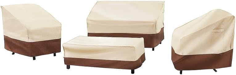 loriano Patio Furniture Cover Set, 4 Piece Outdoor Furniture Cover Waterproof, 600D Heavy Duty Lawn Patio Set Covers - Product Image