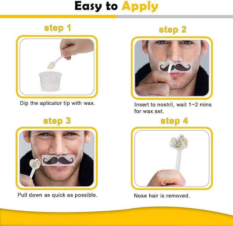 120g Wax Nose Wax Kit, Nose Hair Wax Kit with 40 Applicators, Quick & Painless Nose Waxing Kit for Men and Women, Nose Hair Remover Kits Used 20 Times Usage - Image 4