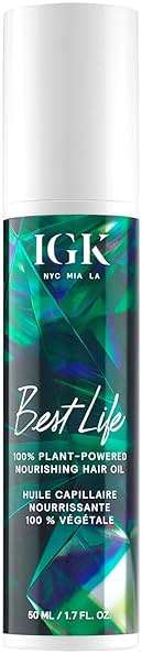 IGK BEST LIFE 100% Plant Powered Nourishing Hair Oil | Smooth + Soften + Heat Protectant | Vegan + Cruelty Free | - Image 1