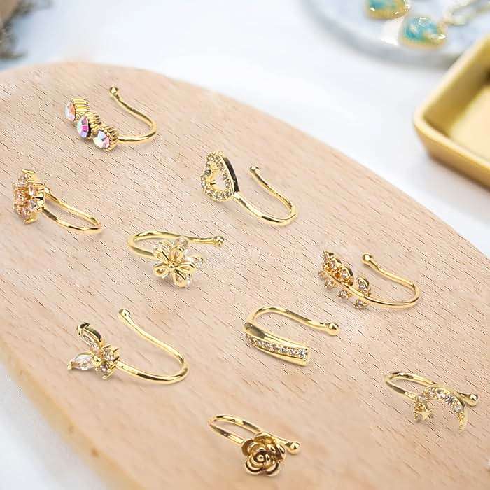 CrazyPiercing Fake Nose Ring CZ African Nose Cuffs Gold/Silver/Rose Gold Faux Septum Nose Rings Clip on Nose Jewelry for Woman Non Pierced Jewelry - Image 3