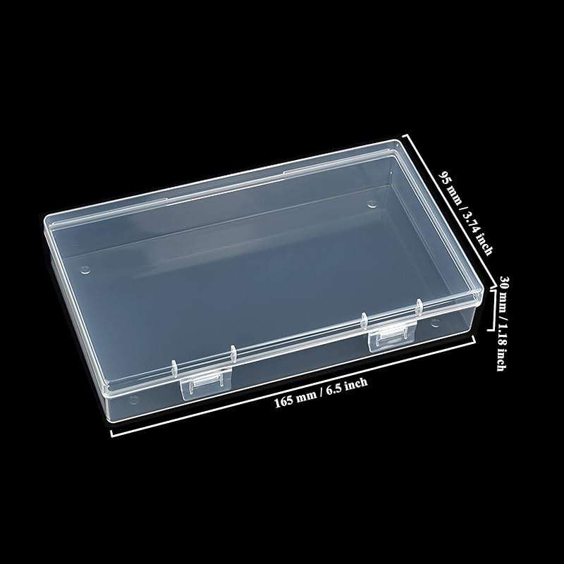 Thintinick 8 Pack Rectangular Clear Plastic Storage Containers | 6.5 x 3.74 x 1.18 inch, Hinged Lid, For Beads and Small Craft Items - Image 2