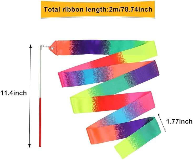 dervea 20 Pack Ribbon Dancing Wands Party Favors for Kids, Rainbow Birthday Decorations, Princess Party Supplies, Girls Party Games, Gymnastics Goody Bag Stuffers (Rainbow) - Image 3