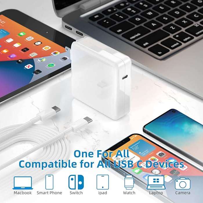 Mac Book Pro Charger - 118W USB C Charger Fast Charger Compatible with MacBook Pro, MacBook Air, M1 M2 M3 M4 M5, iPad pro, Samsung Galaxy and All USB-C Devices, 6.6ft Cable - Image 4