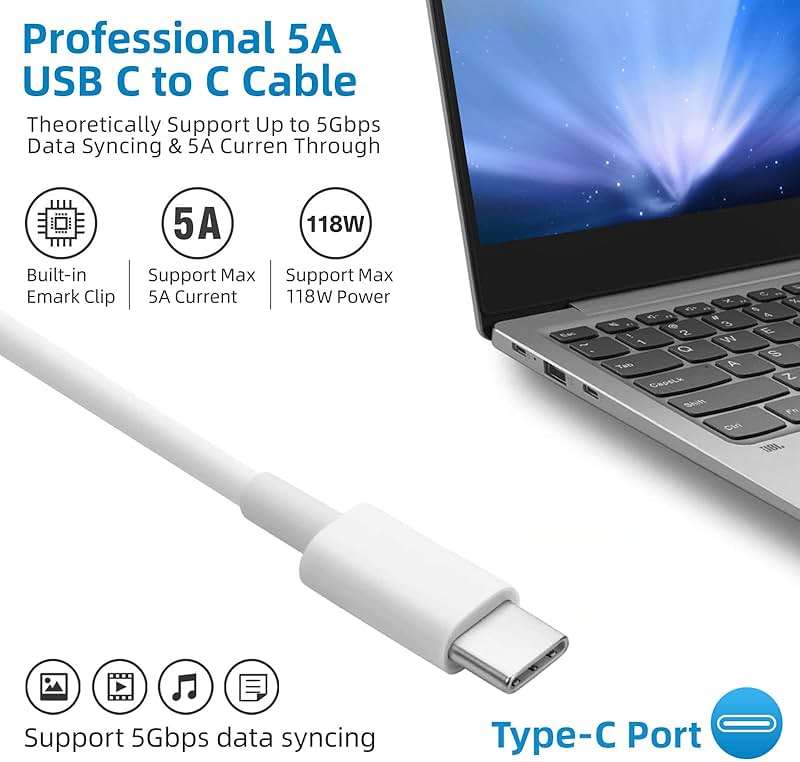 Mac Book Pro Charger - 118W USB C Charger Fast Charger Compatible with MacBook Pro, MacBook Air, M1 M2 M3 M4 M5, iPad pro, Samsung Galaxy and All USB-C Devices, 6.6ft Cable - Image 6