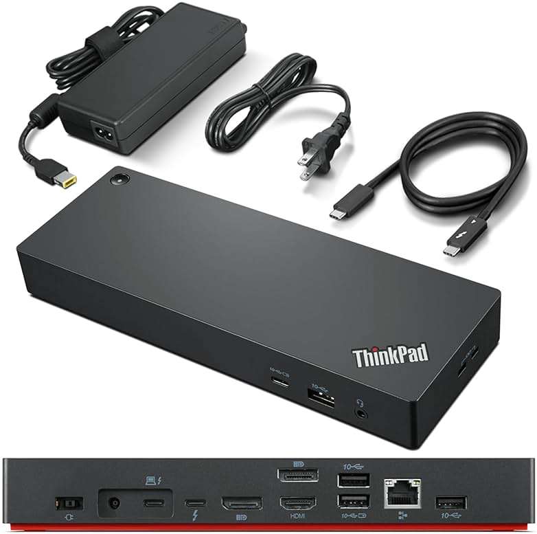 Lenovo ThinkPad Universal Thunderbolt 4 Dock, 4 Displays, Dynamic Power Charging up to 100W, Black - Image 1