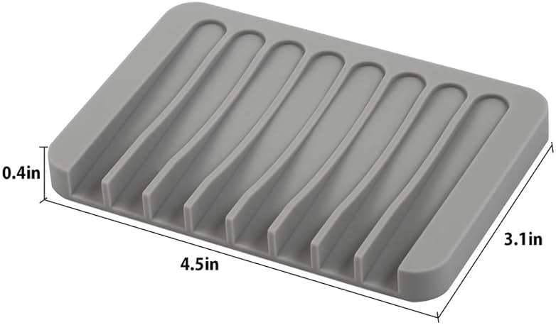 3PCS Self Draining Soap Holder, Premium Silicone Soap Dish, Soap Saver for Shower, Bathroom, Kitchen, Bath Tub, Sponges,Keep Soap Bars Dry Clean,Easy Clean,Extend Soap Life (Grey) - Image 3