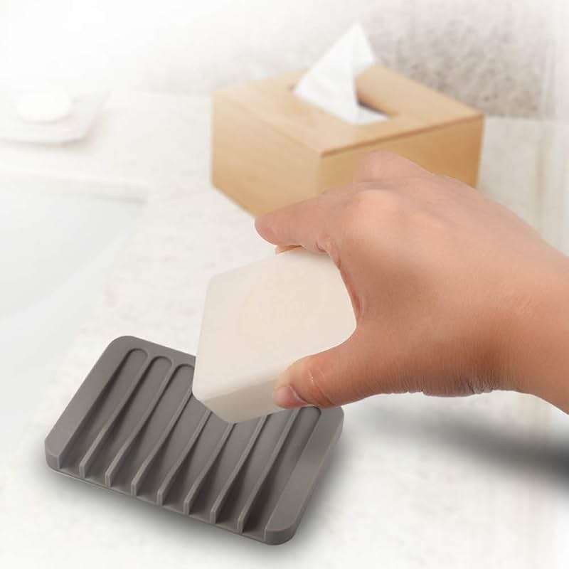 3PCS Self Draining Soap Holder, Premium Silicone Soap Dish, Soap Saver for Shower, Bathroom, Kitchen, Bath Tub, Sponges,Keep Soap Bars Dry Clean,Easy Clean,Extend Soap Life (Grey) - Image 7