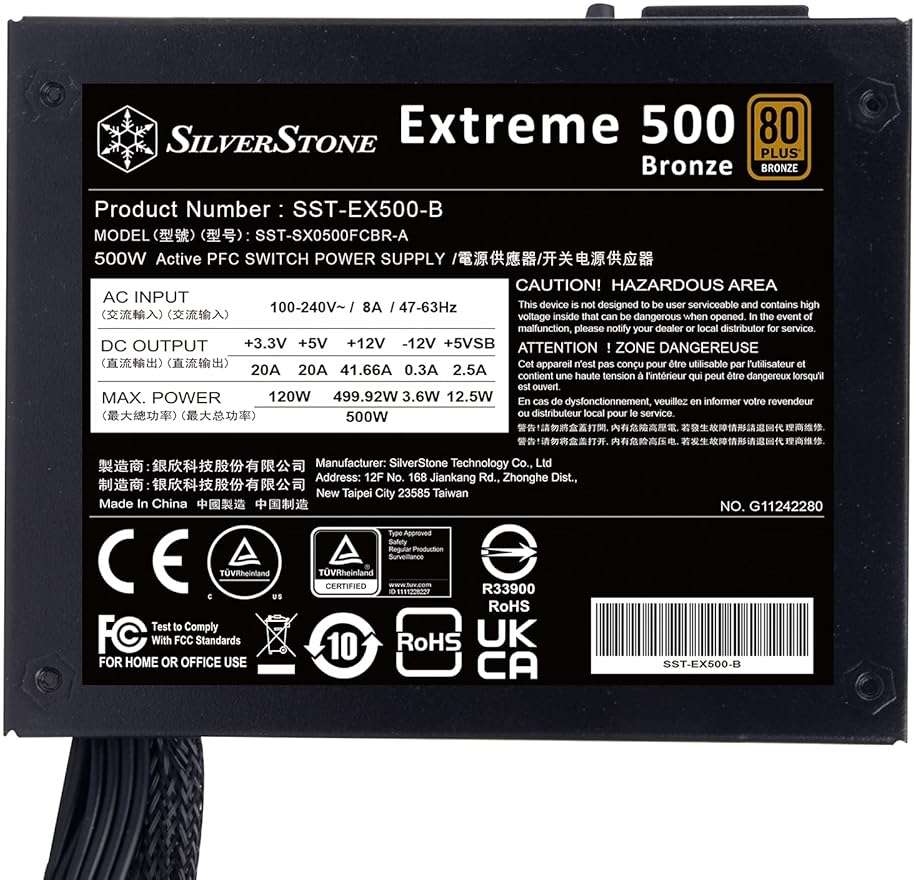 Silverstone Extreme 500 Bronze 80 Plus Bronze 500W SFX Power Supply, SST-EX500-B - Image 15