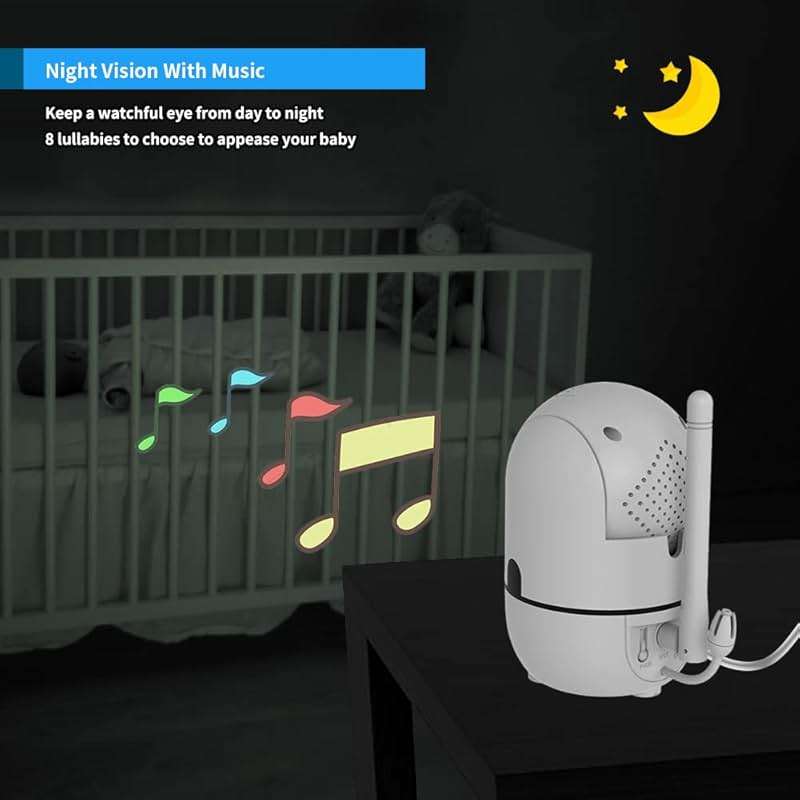 HelloBaby No WiFi Baby Monitor 5" Screen 30-Hour Battery Pan-Tilt-Zoom Video Upgrade with Camera and Audio, Night Vision, VOX, 2-Way Talk, 8 Lullabies and 1000ft Range, HB6550 - Image 5