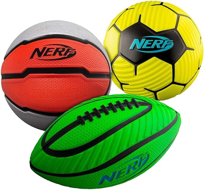 Nerf Mini Foam Sports Ball Set - Foam Football, Soccer Ball + Basketball Soft Sports Toy for Kids - Product Image