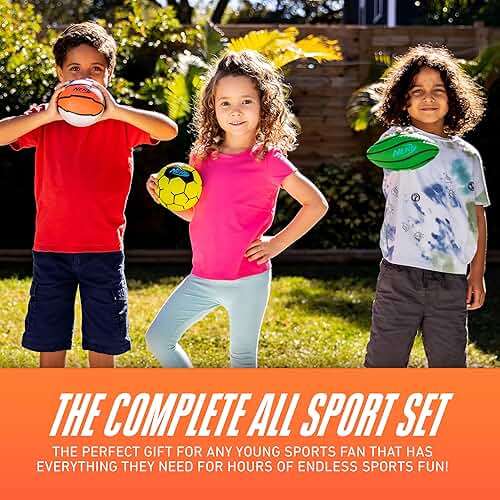 Nerf Mini Foam Sports Ball Set - Foam Football, Soccer Ball + Basketball Soft Sports Toy for Kids - Image 6