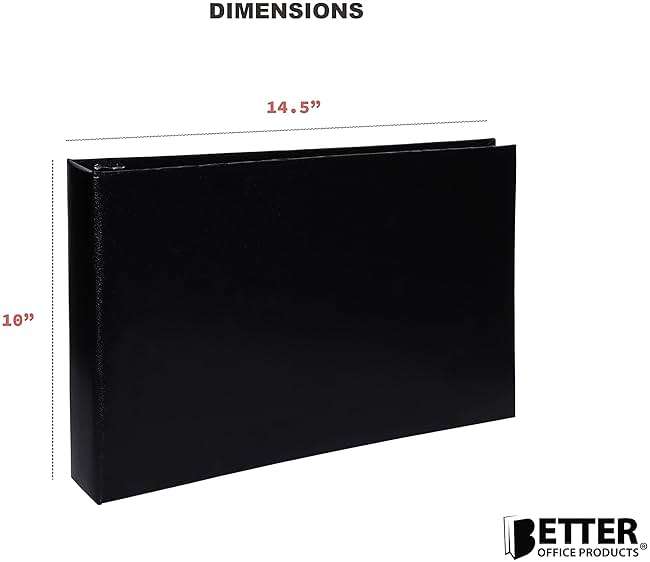 GOLD SEAL 7 Ring Executive Check Binder with Zipper Pouch, Padded Black Textured Premium Leatherette Cover, for 9" x 13" 3 Per Page Business Checks, 600 Check Capacity Checkbook Holder - Image 3