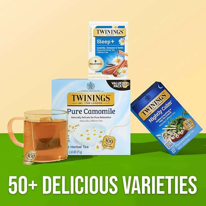 Twinings Superblends Sleep+ Herbal Tea with 1mg Melatonin, Camomile, Cinnamon & Vanilla, Naturally Caffeine-Free, 16 Tea Bags (Pack of 6), 96 Teabags - Image 6
