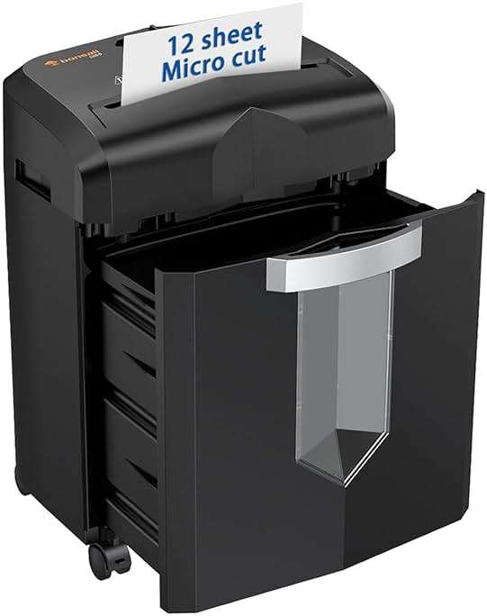 Bonsaii 12 Sheet Micro Cut Paper Shredder | 60-Minute Continuous Run Time | Home Office Heavy Duty Shredder for CD, Credit Card, Mails, Staple, Clip, Jam-Proof System | 4.2 Gal Pullout Bin - Image 1