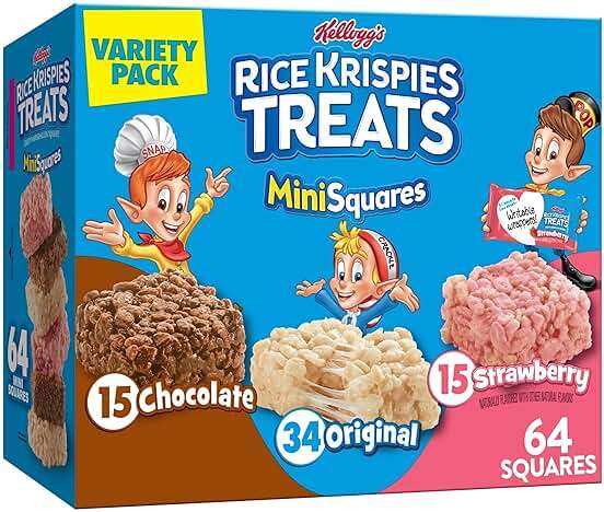 Rice Krispies Treats Mini Marshmallow Snack Bars, Kids Snacks, Variety Pack, 24.8oz Box (64 Bars) - Image 1