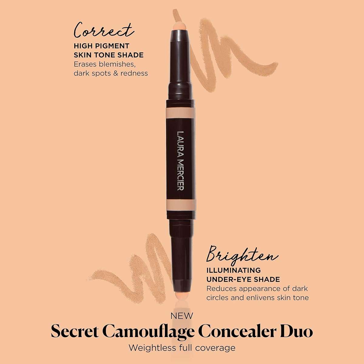 Laura Mercier Secret Camouflage Brighten and Correct Duo, 2-in-1 Face and Under Eye Concealer Stick, Blurs Imperfections and Reduces Appearance of Undereye Dark Circles, Full Coverage - Image 4