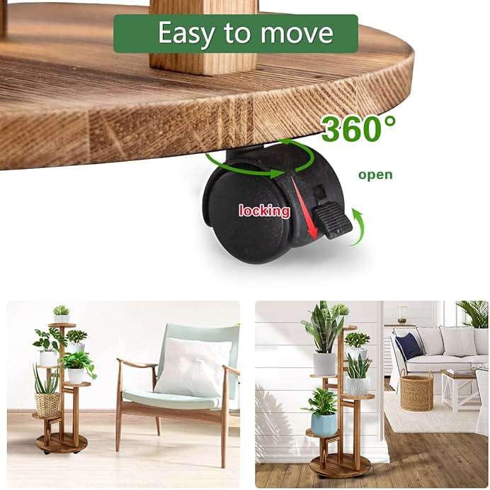 GEEBOBO 5 Tiered Tall Plant Stand for Indoor, Wood Plant Shelf Corner Display Rack, Multi-tier Planter Pot Holder Flower Stand for Living Room Balcony Garden Patio (Walnut) - Image 6