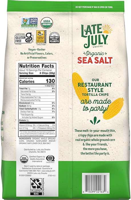 Late July Sea Salt Organic Tortilla Chips, 10.1 Oz Bag - Image 4