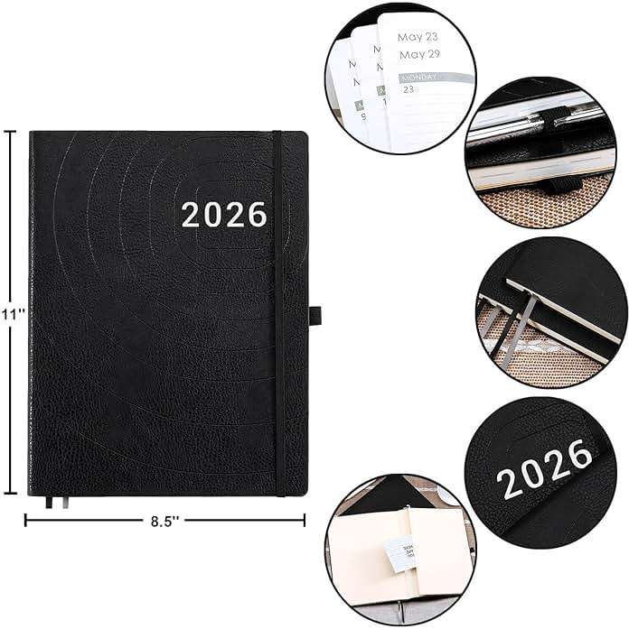 2026-2027 Planner - Weekly & Monthly Planner 2026-2027 with Pen Loop, to Achieve Your Goals & Improve Productivity, July 2026 - June 2027, Thick Paper, Inner Pocket, 8.5" x 11" - Black - Image 3