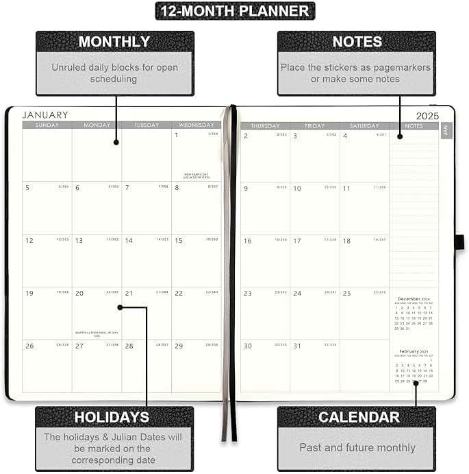 2026-2027 Planner - Weekly & Monthly Planner 2026-2027 with Pen Loop, to Achieve Your Goals & Improve Productivity, July 2026 - June 2027, Thick Paper, Inner Pocket, 8.5" x 11" - Black - Image 5