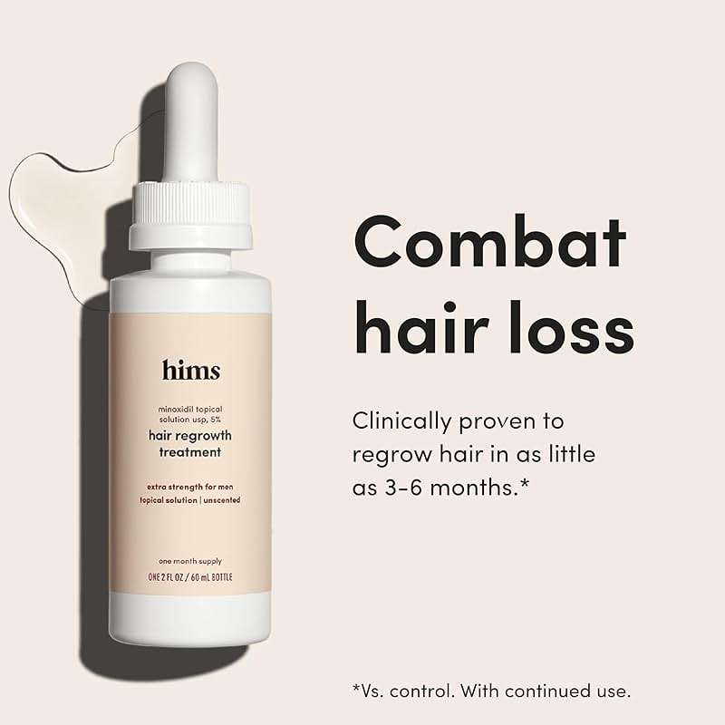 hims Hair Regrowth Treatment - Topical Minoxidil 5% Solution for Men - Extra Strength - Supports Thicker, Fuller Hair - Non-Greasy - Unscented, 2 Pack - Image 2