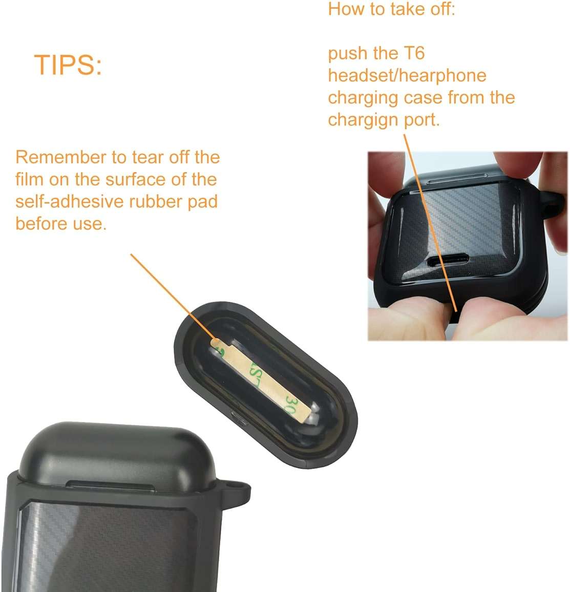 Claiol Protective Case Compatible for Tozo T6, Upgraded Shockproof Tozo T6 Case Cover with Metal Carabiner. (Black) - Image 7