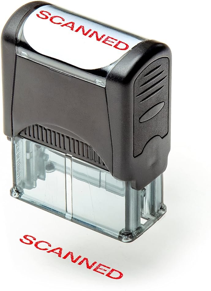 Self Inking Rubber Stamp, Refillable Red Ink Preinstalled - 1.4" x 0.51" X (35 x 8mm) (Scanned) - Product Image