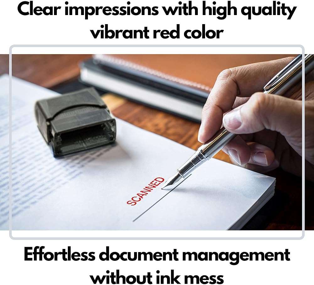 Self Inking Rubber Stamp, Refillable Red Ink Preinstalled - 1.4" x 0.51" X (35 x 8mm) (Scanned) - Image 3