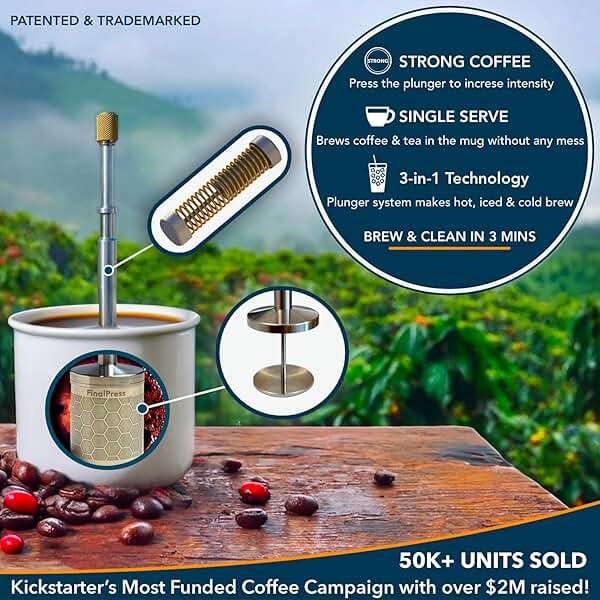 FinalPress Original Coffee & Tea Maker – Portable Stainless Steel Micro French Press – Patented 3-in-1 Technology for Hot, Iced & Cold Brew – Perfect for Home, Camping & Travel - Image 5