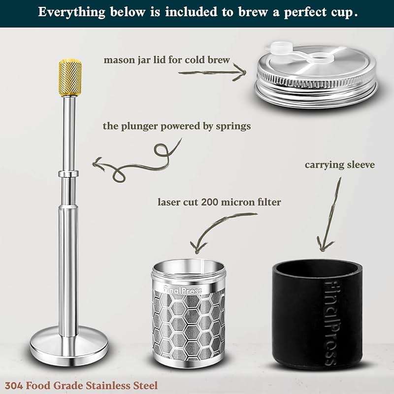FinalPress Original Coffee & Tea Maker – Portable Stainless Steel Micro French Press – Patented 3-in-1 Technology for Hot, Iced & Cold Brew – Perfect for Home, Camping & Travel - Image 6