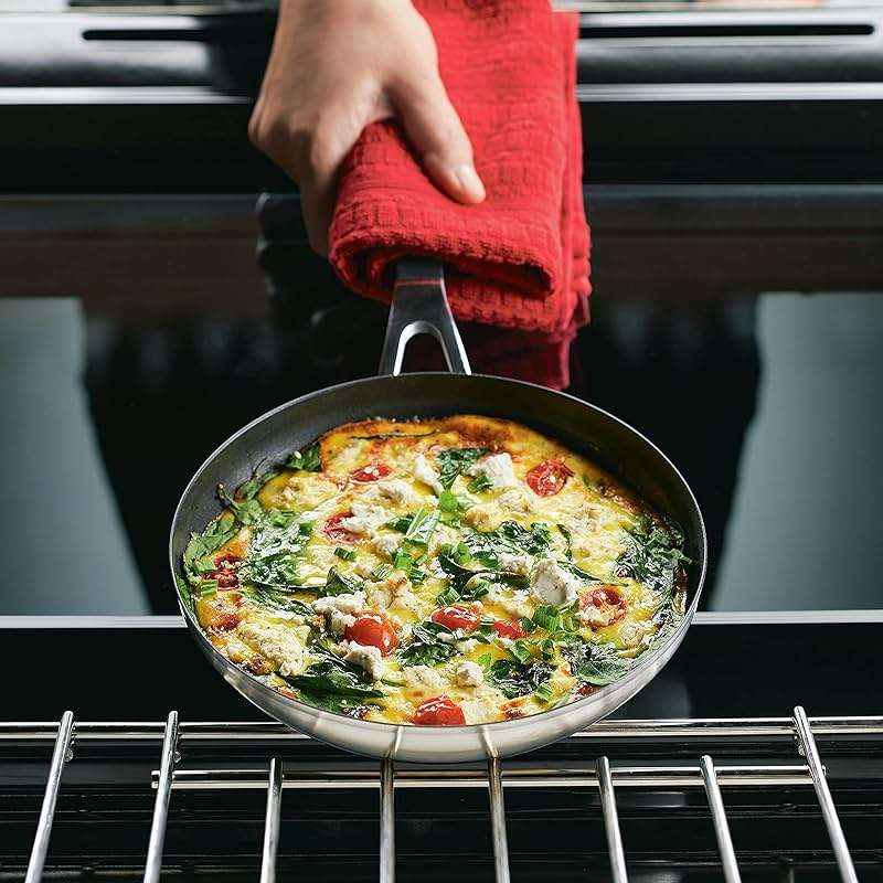 KitchenAid Stainless Steel Nonstick Frying Pans/Skillet Set, 9.5 Inch and 12 Inch - Brushed Stainless Steel - Image 8