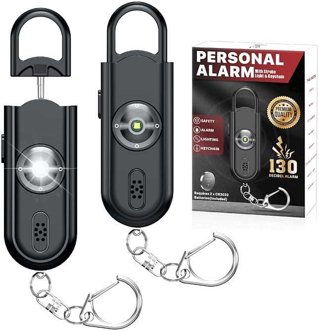 Softvox Personal Safety Alarm Keychain for Women 2PCS -130 dB Loud Siren with SOS Strobe Light, Flashlight, Double Speakers, Safe Defense Key Chain for Girls Kids Elders Emergency Call - Image 1