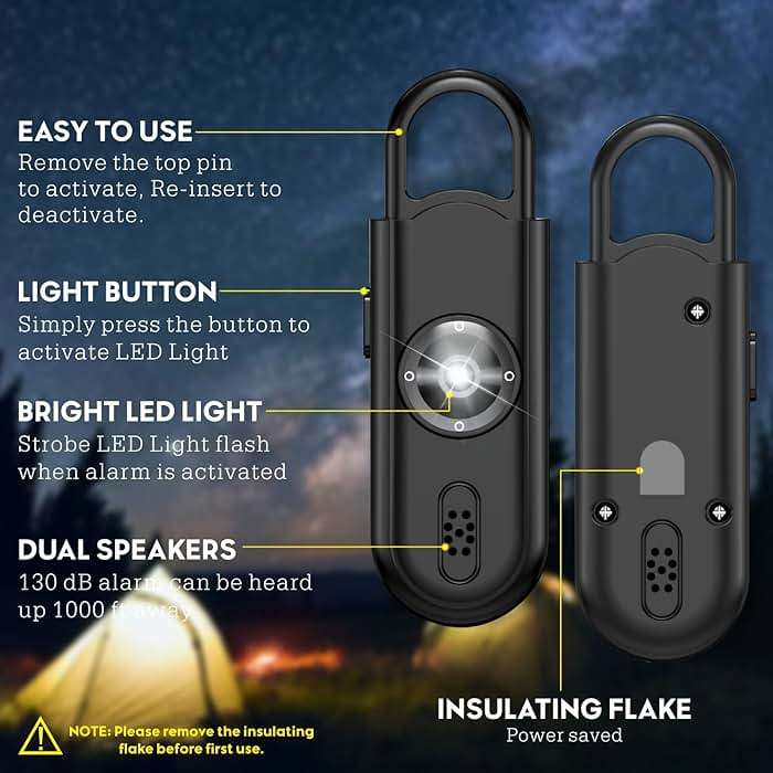 Softvox Personal Safety Alarm Keychain for Women 2PCS -130 dB Loud Siren with SOS Strobe Light, Flashlight, Double Speakers, Safe Defense Key Chain for Girls Kids Elders Emergency Call - Image 3