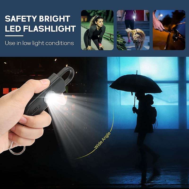 Softvox Personal Safety Alarm Keychain for Women 2PCS -130 dB Loud Siren with SOS Strobe Light, Flashlight, Double Speakers, Safe Defense Key Chain for Girls Kids Elders Emergency Call - Image 4