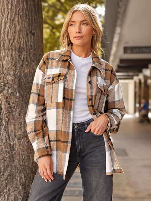 AUTOMET Shackets for Women Plaid Flannel Shirts Fall Winter Jackets Cute Tops Trendy Western Cowgirl Outfits Girls Coats - Image 2