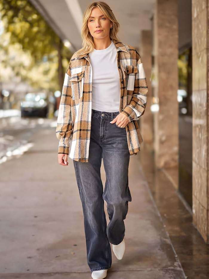 AUTOMET Shackets for Women Plaid Flannel Shirts Fall Winter Jackets Cute Tops Trendy Western Cowgirl Outfits Girls Coats - Image 5