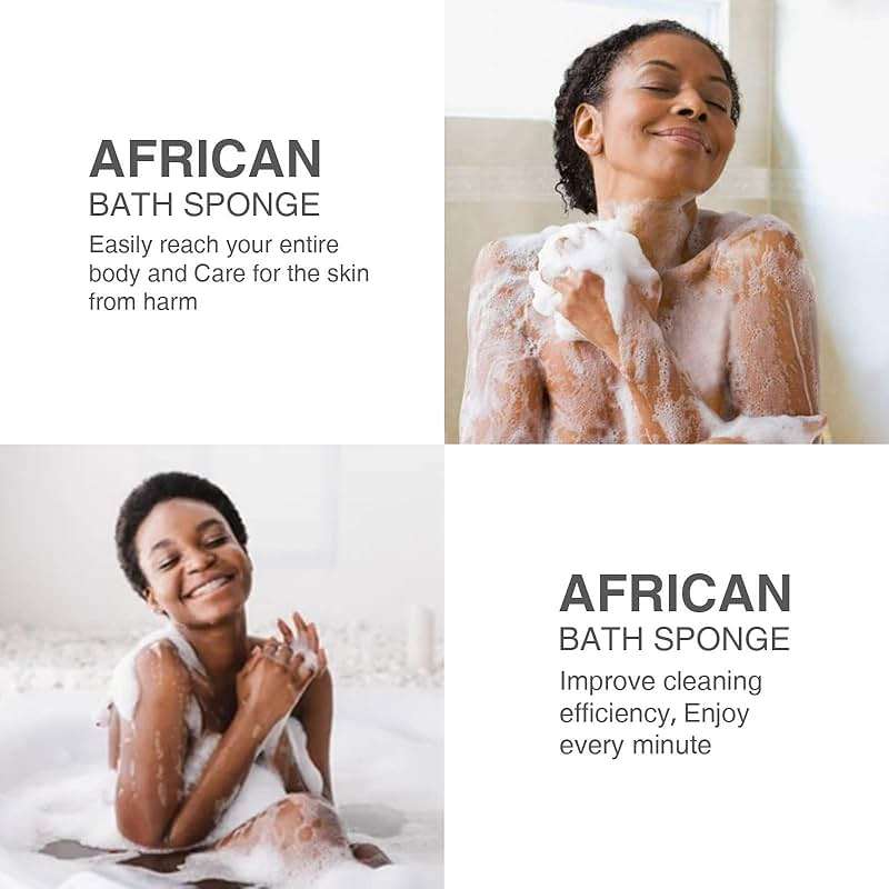 UJFQBH 3 Pieces African Bath Sponge African Net Long Net Bath Sponge Exfoliating Shower Body Scrubber Back Scrubber Skin Smoother,Great for Daily Use (Pink,Yellow,Purple) - Image 6
