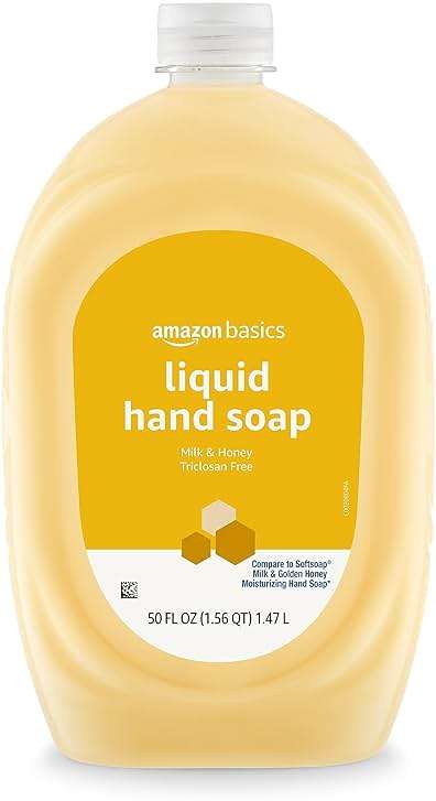 Amazon Basics Liquid Hand Soap Refill, Milk and Honey Scent, Triclosan-Free, pH Balanced, Dermatologist Tested, 50 Fluid Ounces - Image 1