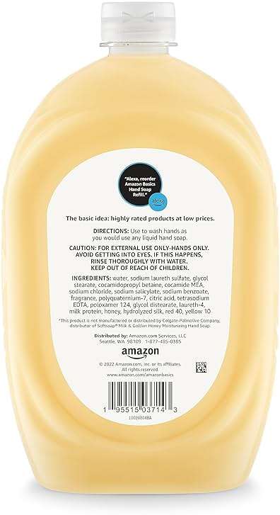 Amazon Basics Liquid Hand Soap Refill, Milk and Honey Scent, Triclosan-Free, pH Balanced, Dermatologist Tested, 50 Fluid Ounces - Image 2